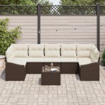 vidaXL Set de canapele pentru grădină cu pernă 8 pcs Maro și Crem
