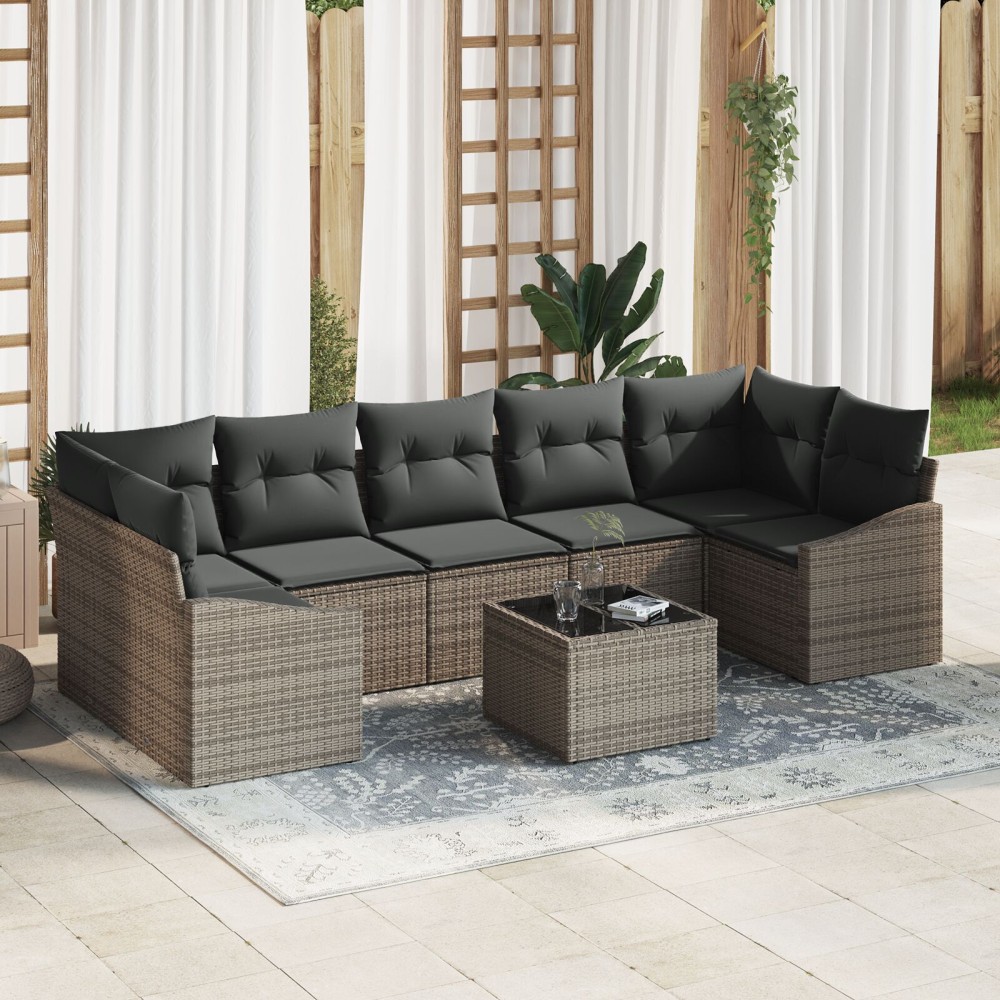 vidaXL Set de canapele pentru grădină Manual 8 pcs Gri 55 x 55 x 37 cm