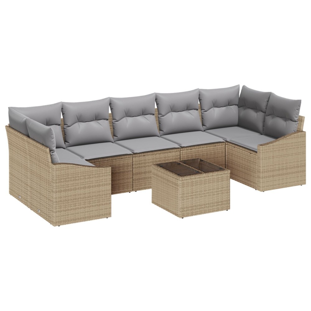 vidaXL Set de canapele pentru grădină 8 pcs Beige și gri deschis