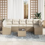 vidaXL Set de canapele pentru grădină cu pernă 8 pcs Bej și crem