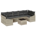 vidaXL Set de canapele pentru grădină cu pernă 8 pcs Gri deschis