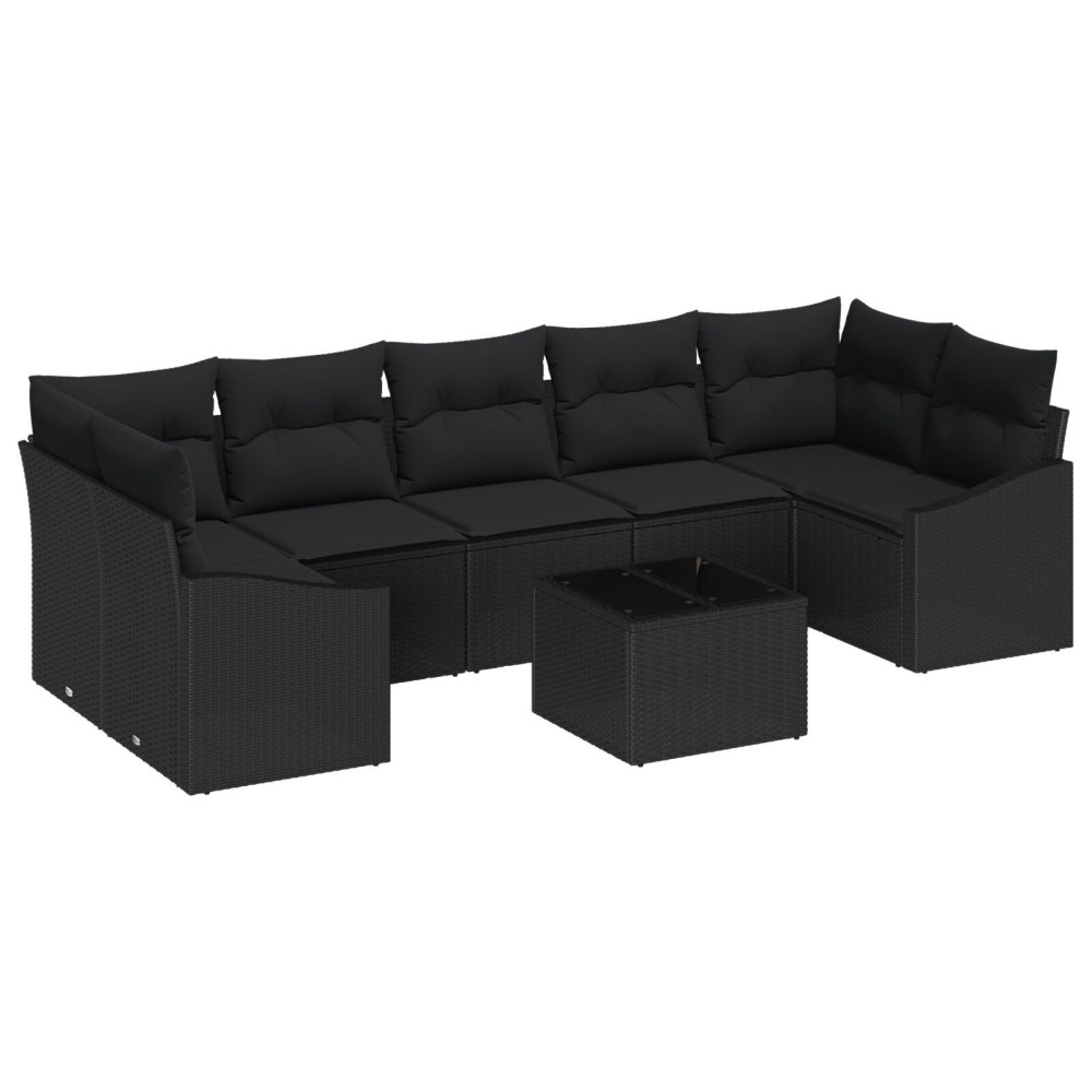 vidaXL Set de canapele pentru grădină 8 pcs Negru 55 x 55 x 37 cm