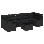 vidaXL Set de canapele pentru grădină 8 pcs Negru 55 x 55 x 37 cm
