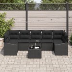 vidaXL Set de canapele pentru grădină 8 pcs Negru 55 x 55 x 37 cm