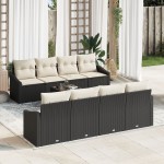 vidaXL Set de canapele pentru grădină cu pernă 9 pcs Negru și Crem vidaXL Set de canapele pentru grădină cu pernă 9 pcs Negru și Crem