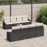 vidaXL Set de canapele pentru grădină cu pernă 9 pcs Negru și Crem vidaXL Set de canapele pentru grădină cu pernă 9 pcs Negru și Crem