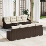 vidaXL Set de canapele pentru grădină cu pernă 9 pcs Maro și Crem