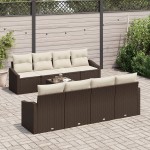 vidaXL Set de canapele pentru grădină cu pernă 9 pcs Maro și Crem