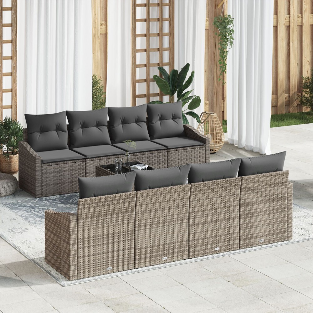 vidaXL Set de canapele pentru grădină Manual 9 pcs Gri 55 x 55 x 37 cm