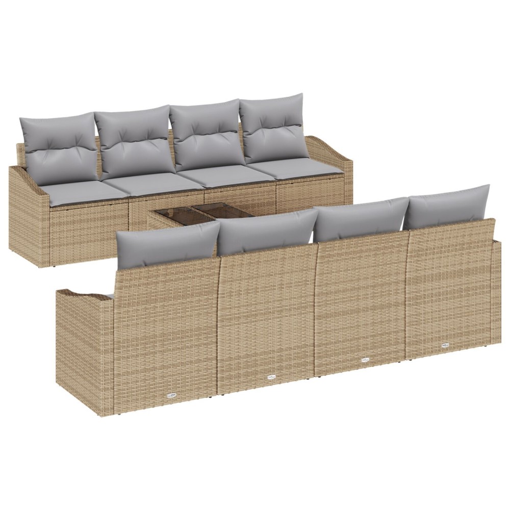 vidaXL Set de canapele pentru grădină 9 pcs Beige și gri deschis