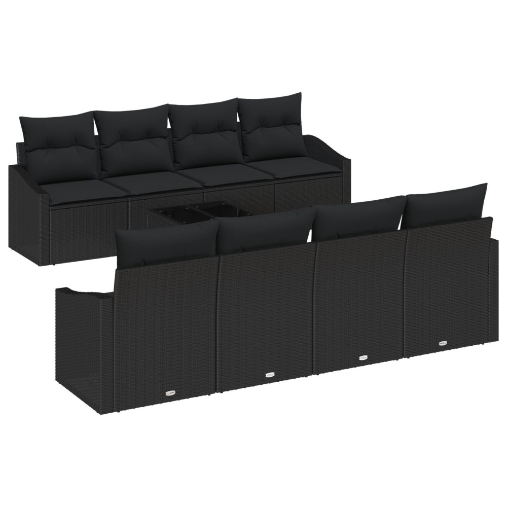 vidaXL Set de canapele pentru grădină 9 pcs Negru 55 x 55 x 37 cm