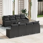 vidaXL Set de canapele pentru grădină 9 pcs Negru 55 x 55 x 37 cm