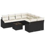 vidaXL Set de canapele pentru grădină cu pernă 9 pcs Negru și Crem vidaXL Set de canapele pentru grădină cu pernă 9 pcs Negru și Crem