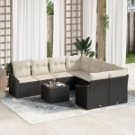 vidaXL Set de canapele pentru grădină cu pernă 9 pcs Negru și Crem vidaXL Set de canapele pentru grădină cu pernă 9 pcs Negru și Crem