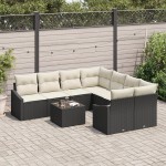 vidaXL Set de canapele pentru grădină cu pernă 9 pcs Negru și Crem vidaXL Set de canapele pentru grădină cu pernă 9 pcs Negru și Crem