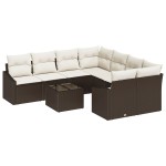 vidaXL Set de canapele pentru grădină cu pernă 9 pcs Maro și Crem