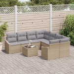 vidaXL Set de canapele pentru grădină 9 pcs Beige și gri deschis