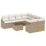 vidaXL Set de canapele pentru grădină cu pernă 9 pcs Bej și crem