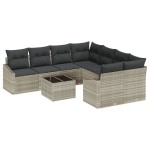 vidaXL Set de canapele pentru grădină cu pernă 9 pcs Gri deschis vidaXL Set de canapele pentru grădină cu pernă 9 pcs Gri deschis