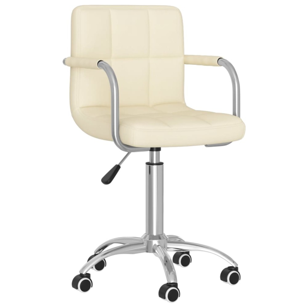 vidaXL Scaun de birou pivotant, crem, material textil