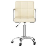 vidaXL Scaun de birou pivotant, crem, material textil vidaXL Scaun de birou pivotant, crem, material textil