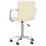 vidaXL Scaun de birou pivotant, crem, material textil vidaXL Scaun de birou pivotant, crem, material textil