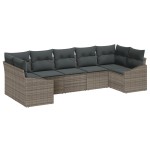 vidaXL Set de canapele pentru grădină 7 pcs Gri Rattan poli vidaXL Set de canapele pentru grădină 7 pcs Gri Rattan poli