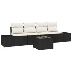 vidaXL Set de canapele pentru grădină cu pernă 5 pcs Negru și Crem