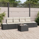 vidaXL Set de canapele pentru grădină cu pernă 5 pcs Negru și Crem