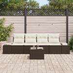 vidaXL Set de canapele pentru grădină cu pernă 5 pcs Maro și Crem vidaXL Set de canapele pentru grădină cu pernă 5 pcs Maro și Crem