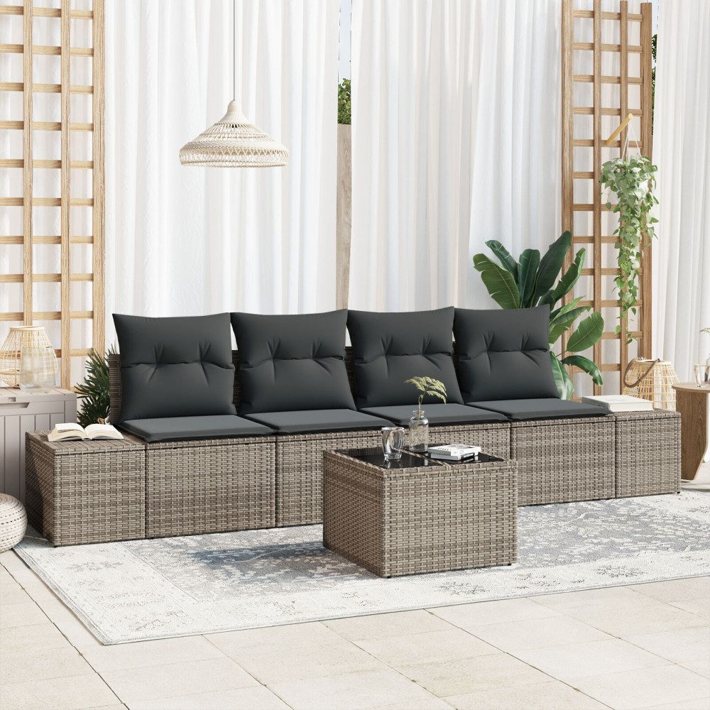 vidaXL Set de canapele pentru grădină Manual 5 pcs Gri 55 x 55 x 37 cm