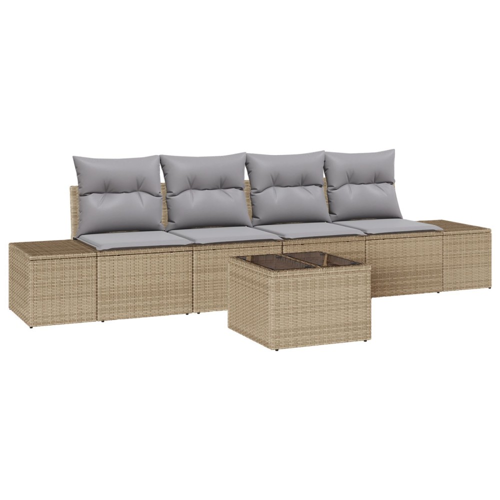 vidaXL Set de canapele pentru grădină 5 pcs Beige și gri deschis