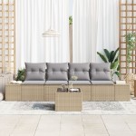 vidaXL Set de canapele pentru grădină 5 pcs Beige și gri deschis