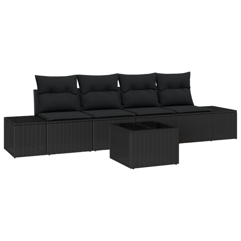 vidaXL Set de canapele pentru grădină 5 pcs Negru 55 x 55 x 37 cm