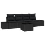 vidaXL Set de canapele pentru grădină 5 pcs Negru 55 x 55 x 37 cm