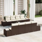 vidaXL Set de canapele pentru grădină cu pernă 7 pcs maro și crem vidaXL Set de canapele pentru grădină cu pernă 7 pcs maro și crem