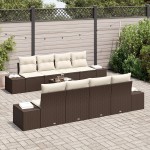 vidaXL Set de canapele pentru grădină cu pernă 7 pcs maro și crem vidaXL Set de canapele pentru grădină cu pernă 7 pcs maro și crem