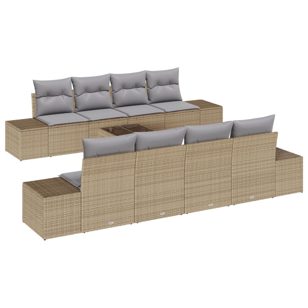 vidaXL Set de canapele pentru grădină 7 pcs bej și gri deschis