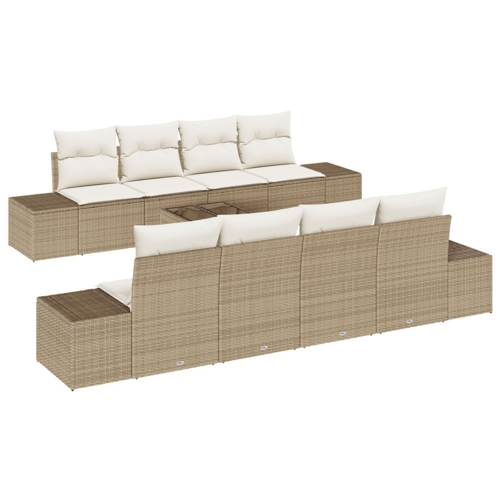 vidaXL Set de canapele pentru grădină cu pernă 7 pcs bej și crem