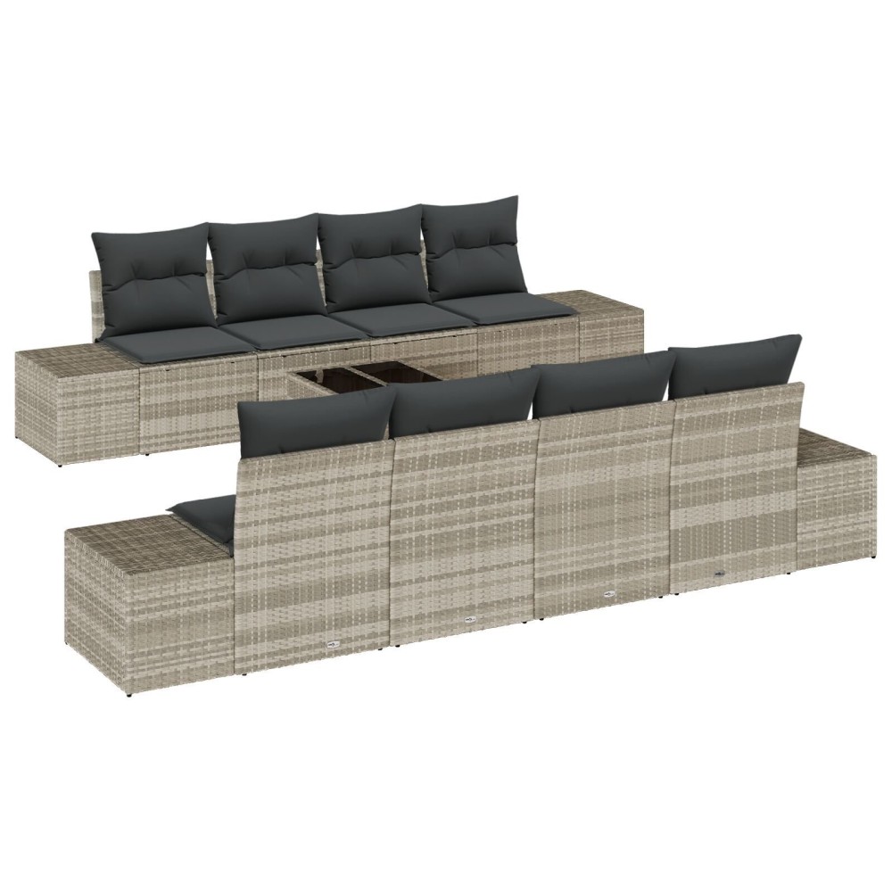 vidaXL Set de canapele pentru grădină cu pernă 7 pcs Gri deschis