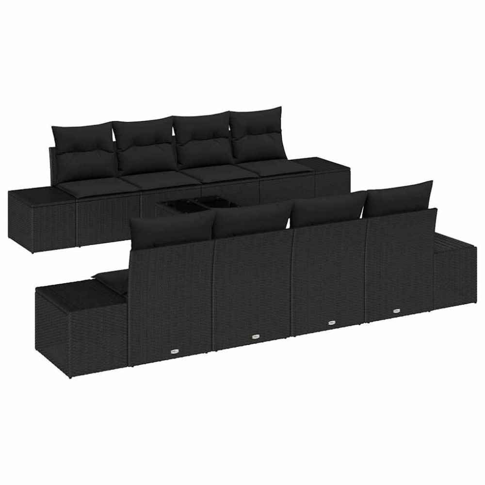 vidaXL Set de canapele pentru grădină 7 pcs Negru 294 x 62 x 69 cm