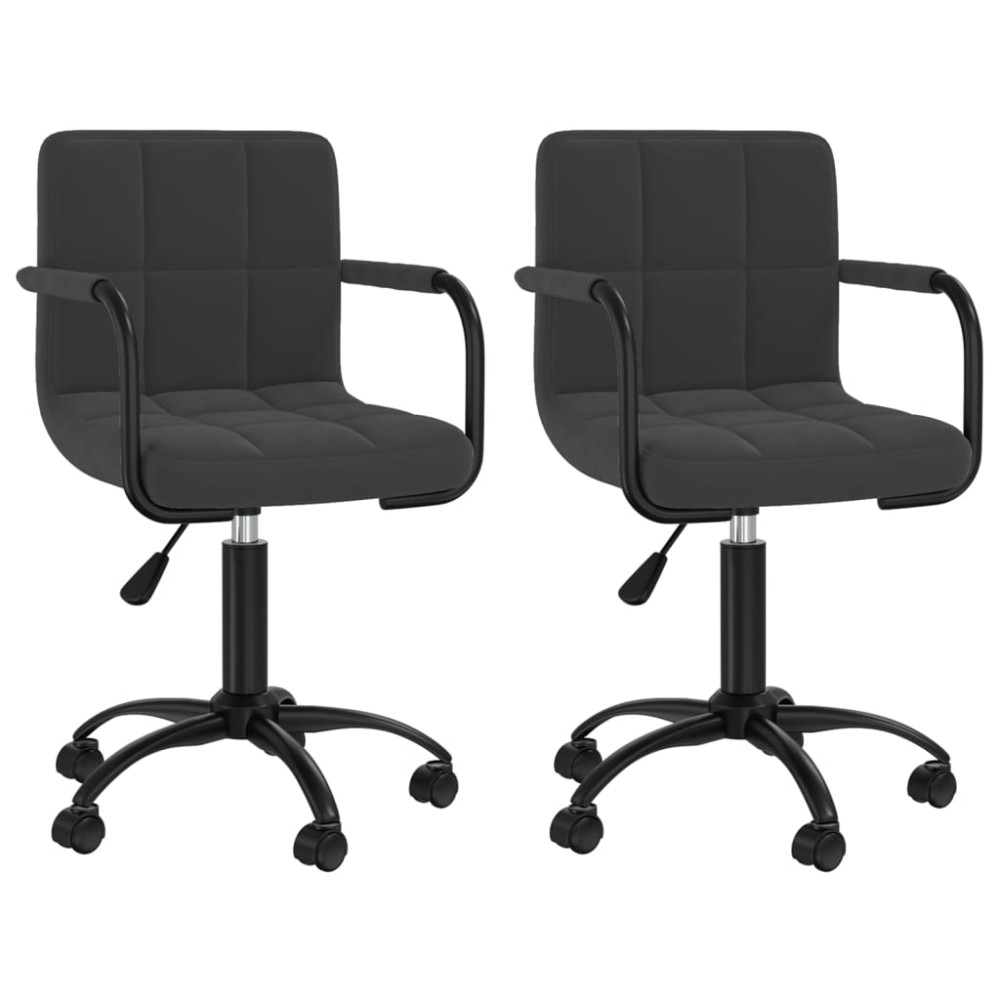 vidaXL Scaune de bucătărie pivotante, 2 buc., negru, catifea