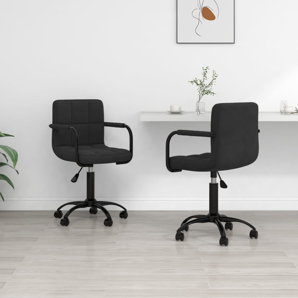 vidaXL Scaune de bucătărie pivotante, 2 buc., negru, catifea