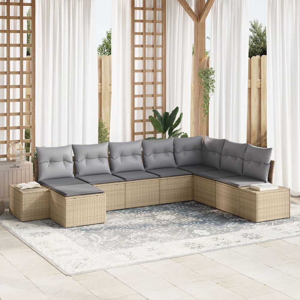 vidaXL Set de canapele pentru grădină cu pernă 8 pcs 319 x 209 x 85 cm