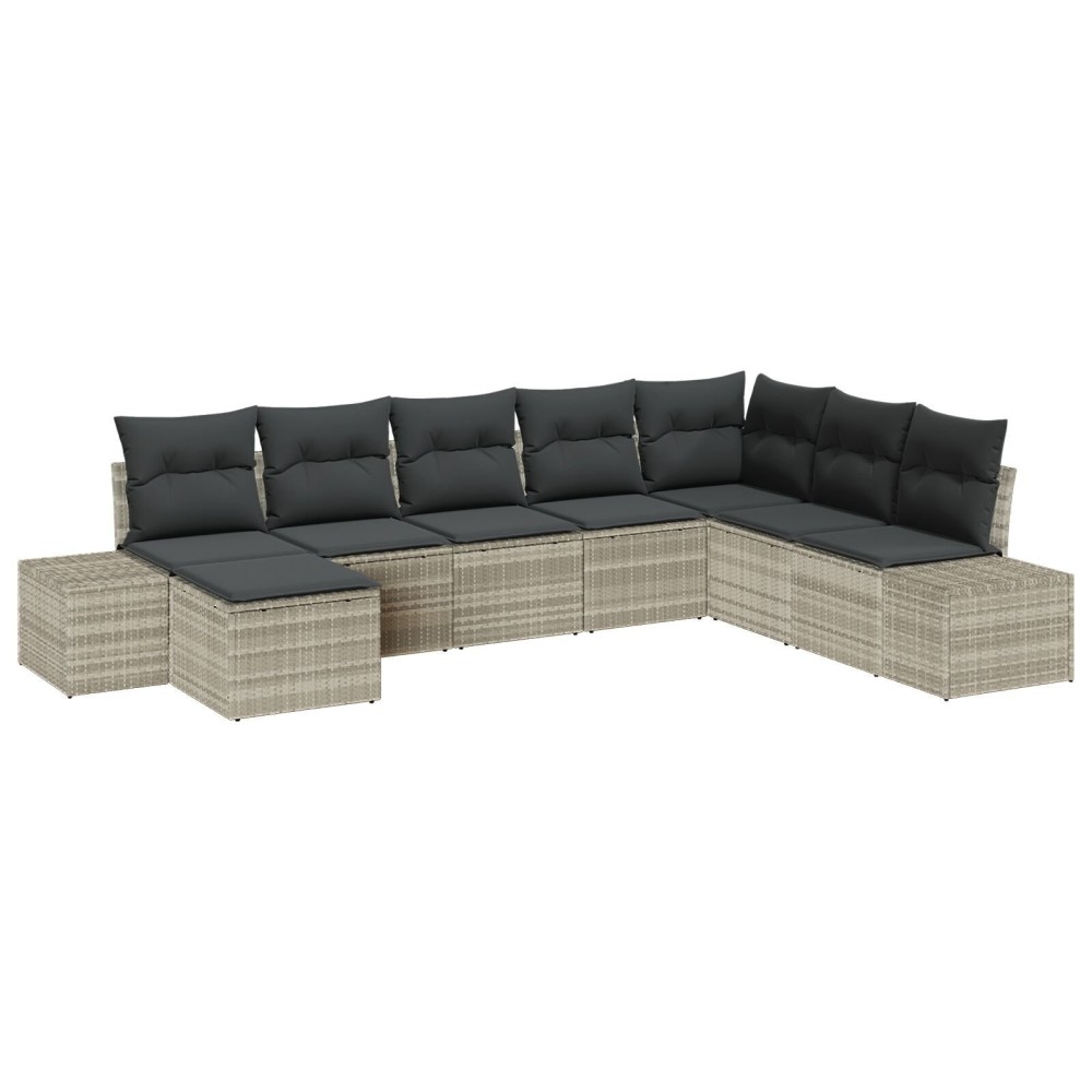 vidaXL Set de canapele pentru grădină cu pernă 8 pcs 319 x 209 x 85 cm