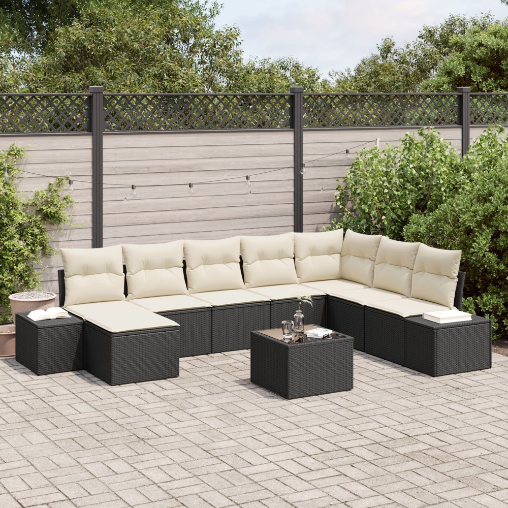 vidaXL Set de canapele pentru grădină cu pernă 9 pcs 319 x 209 x 85 cm