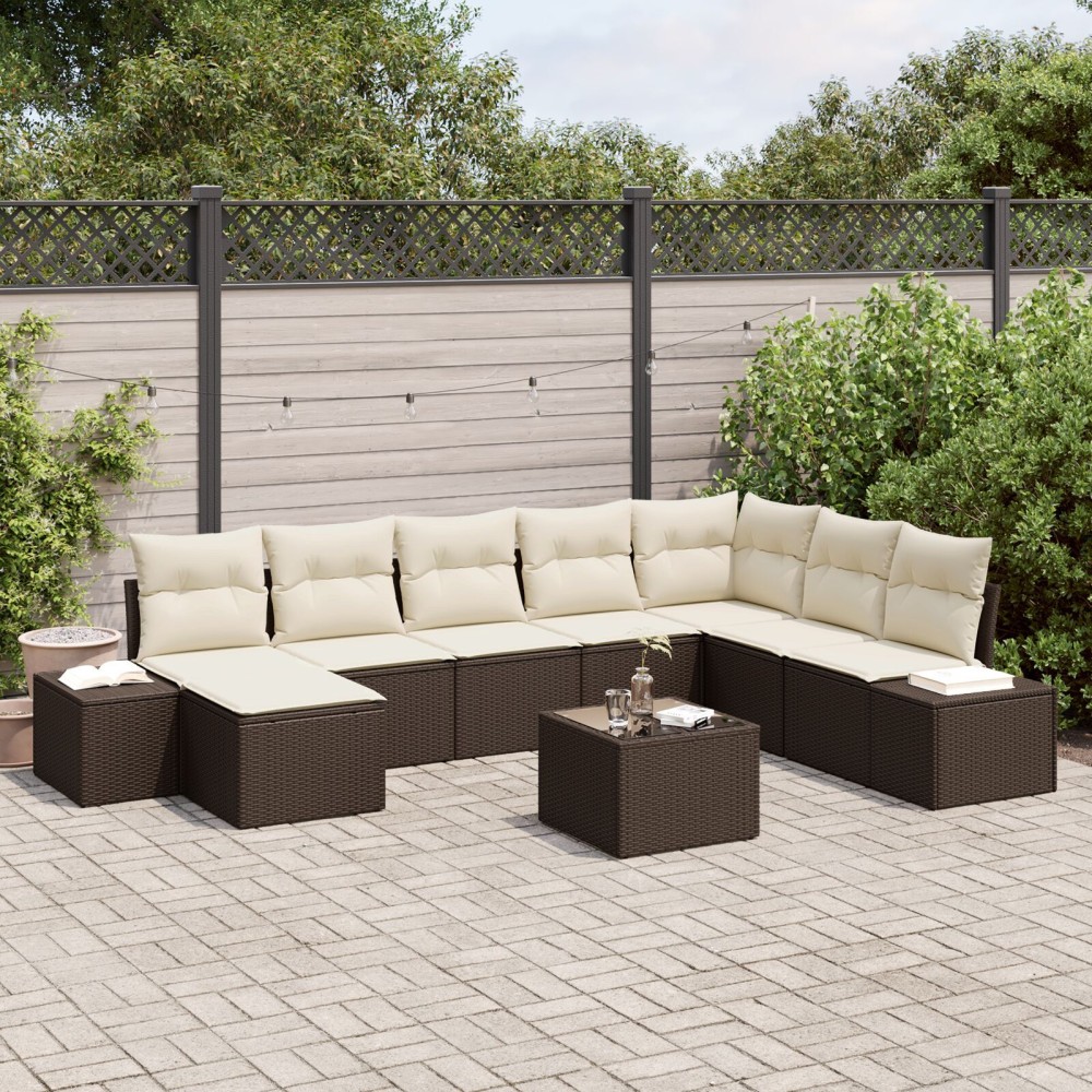 vidaXL Set de canapele pentru grădină cu pernă 9 pcs 319 x 209 x 85 cm