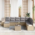 vidaXL Set de canapele pentru grădină cu pernă 9 pcs 319 x 209 x 85 cm