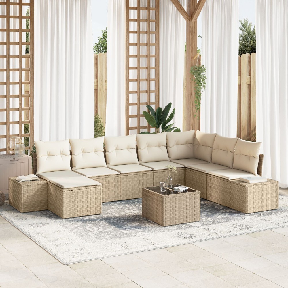 vidaXL Set de canapele pentru grădină cu pernă 9 pcs 319 x 209 x 85 cm