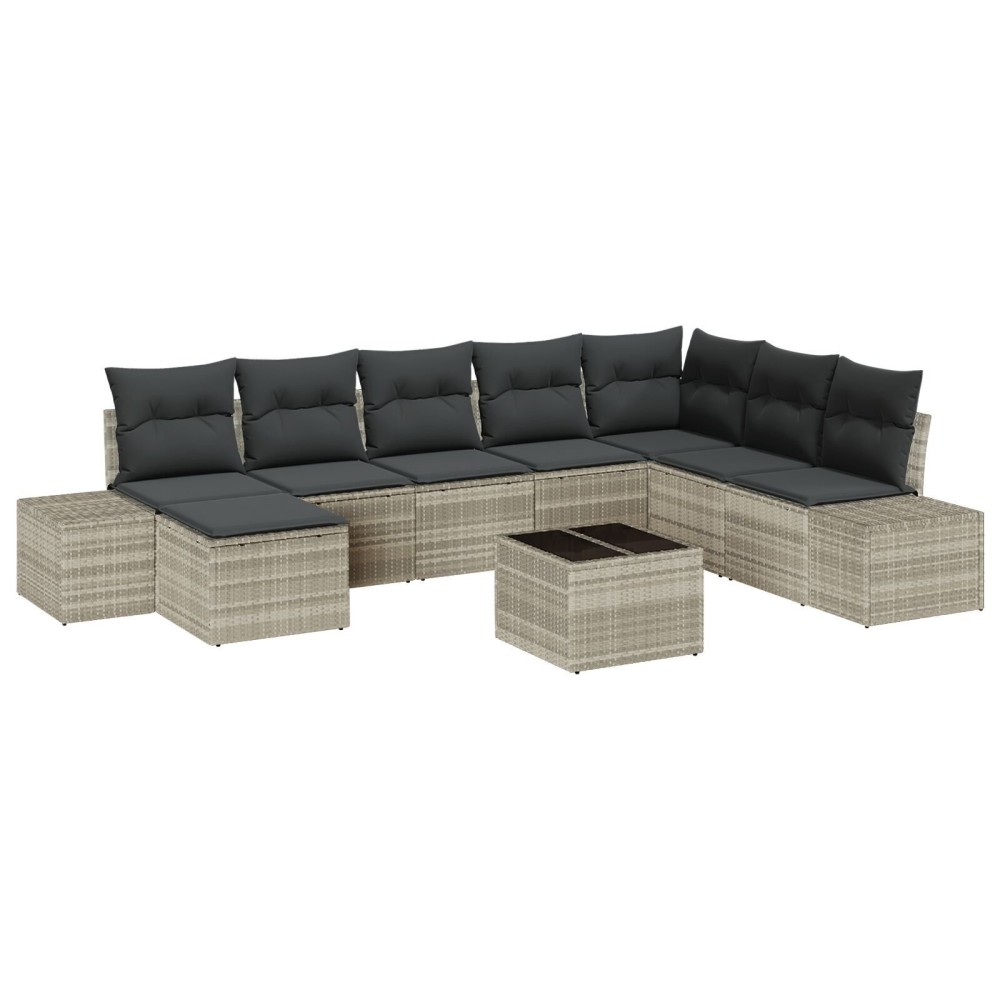 vidaXL Set de canapele pentru grădină cu pernă 9 pcs 319 x 209 x 85 cm